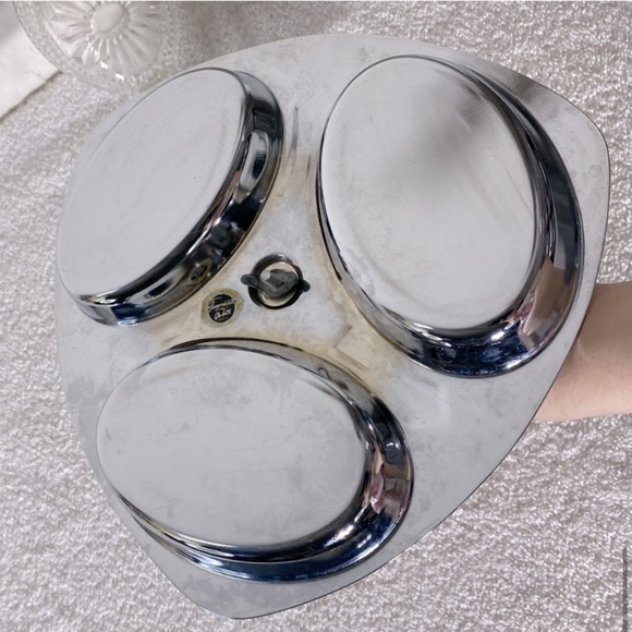 Vintage Glo Hill Gourmates Chrome Serving Tray W Bakelite Handle & Glass Dishes - Picture 11 of 15